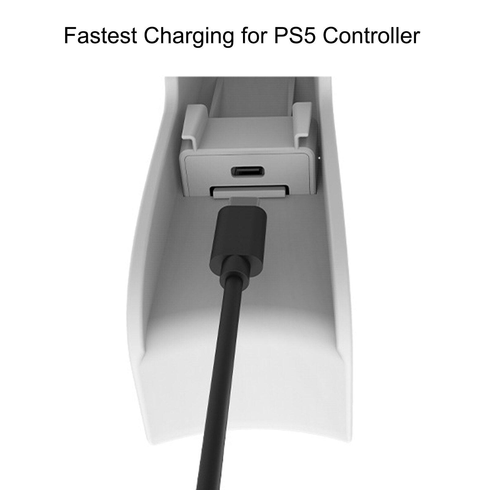 PS5 Controller Ladestation mit Kopfhörerhalter - Smart Charging Dock für PS5 Controller - Spielefabrik